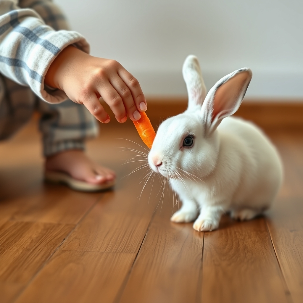Owner feeding a bunny related to choosing cute rabbit names