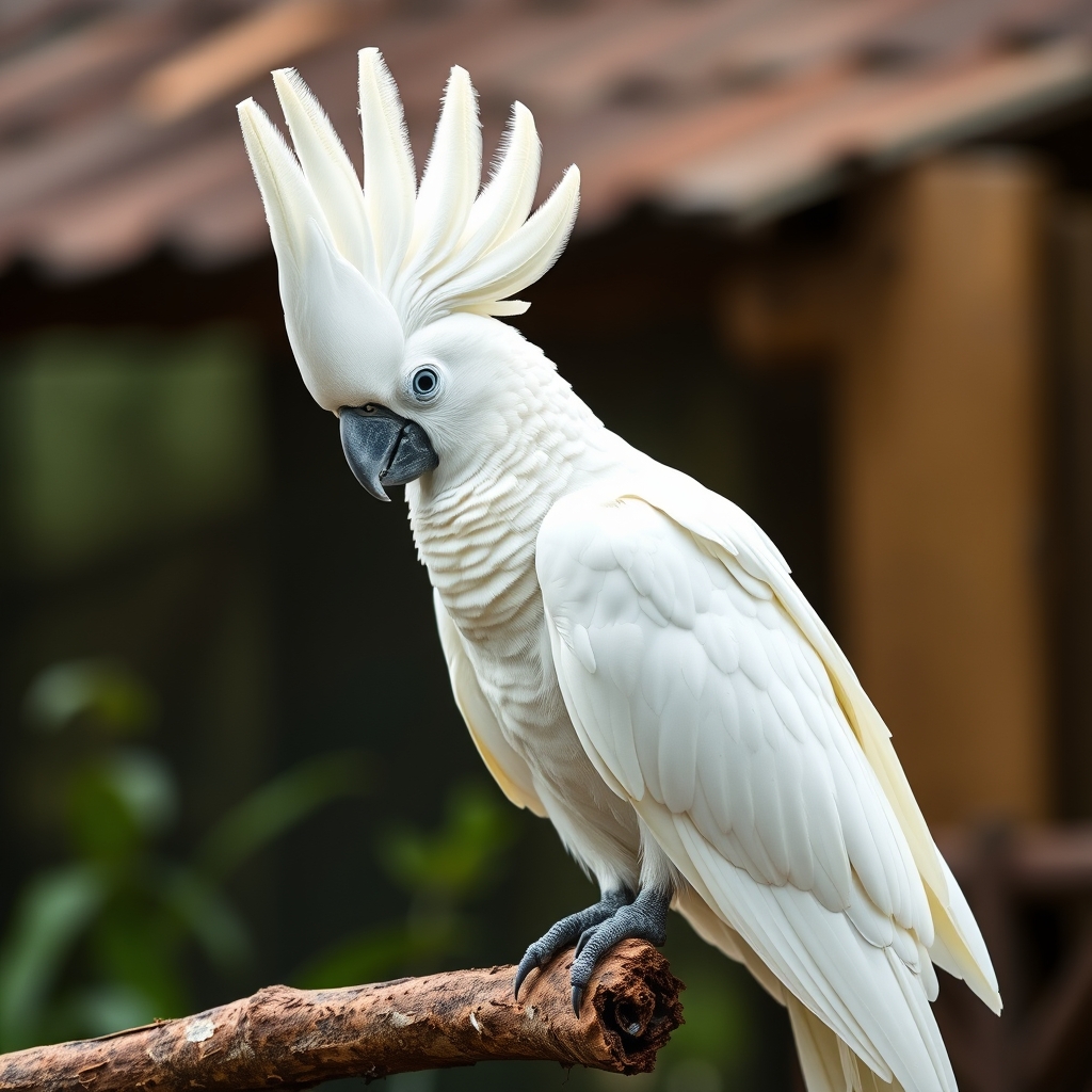 A white cockatoo displaying its crest, representing top bird names start with a