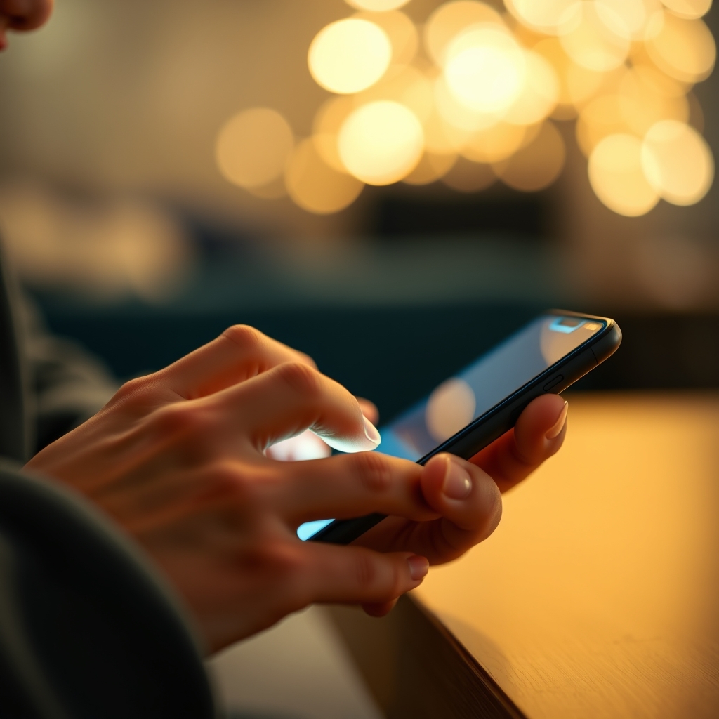 User tapping on smartphone screen to check emoji meaning for snapchat