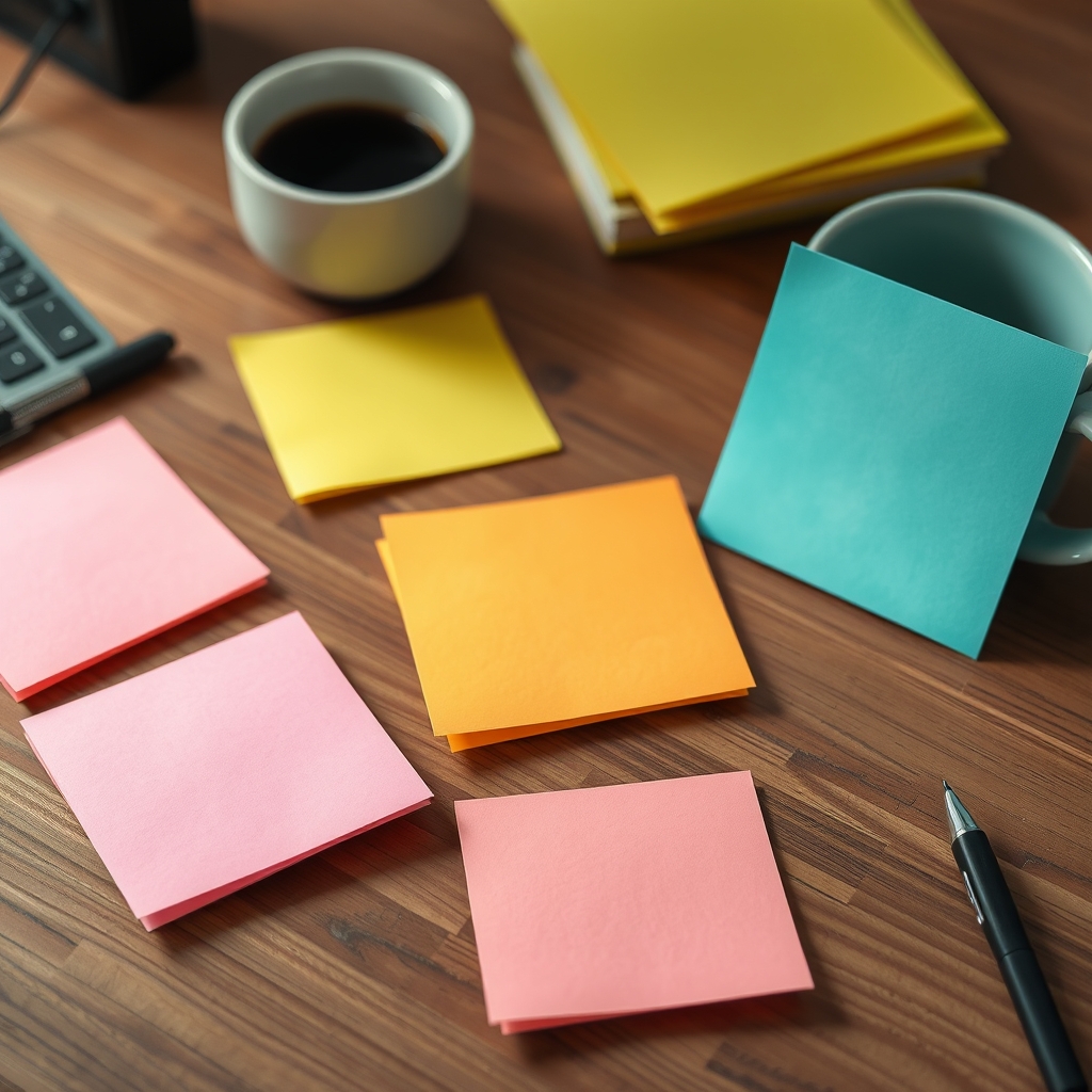 Sticky notes for business name ideas from a biz name generator